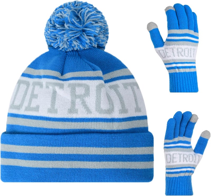 mtstaowe Vintage Classic Skull Cap Beanie Hat Cuffed Winter Hat Knit Comes with Warm Gloves Gifts for Men Women Fans - Image 1